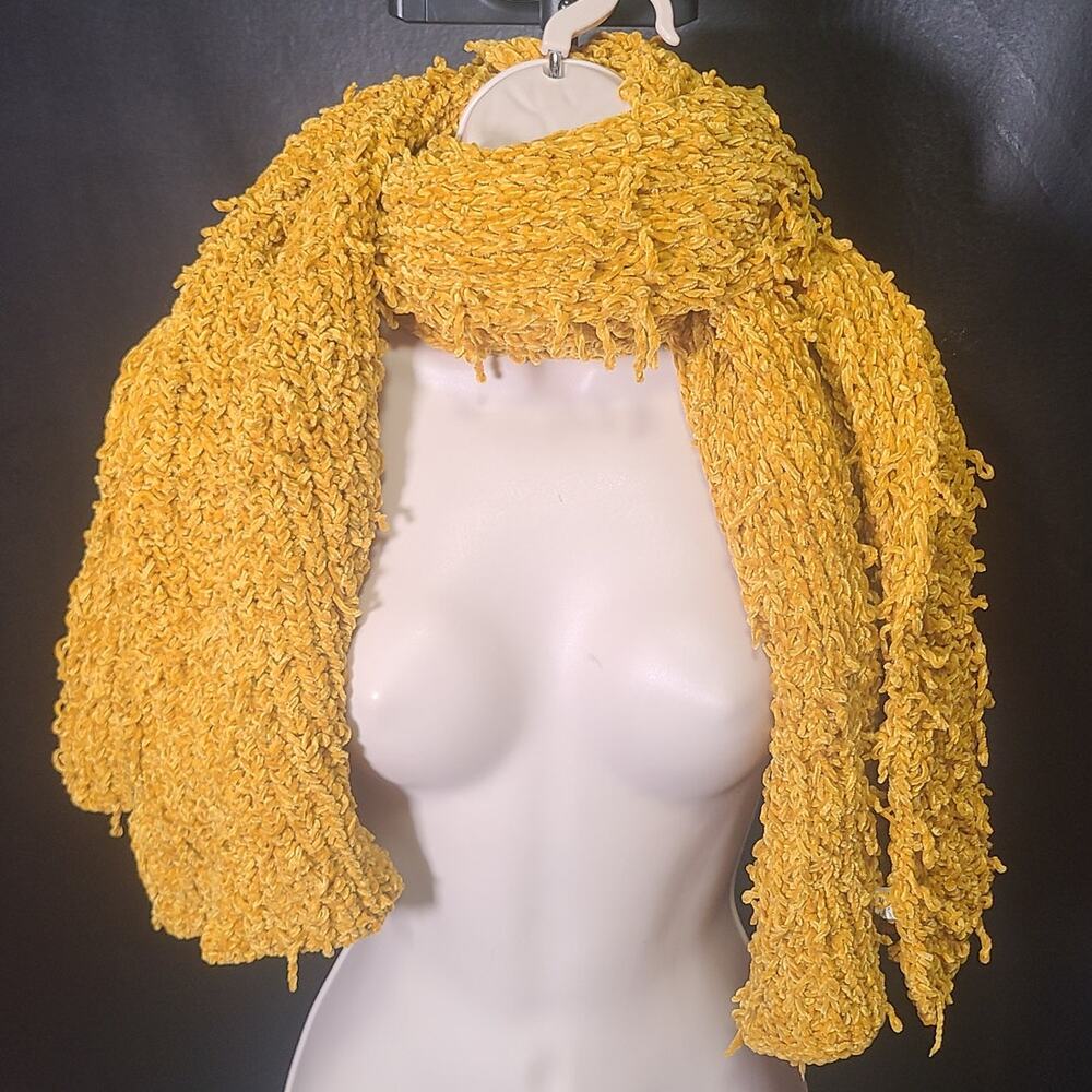 World Market yellow Fuzzy knit extra-wide scarf